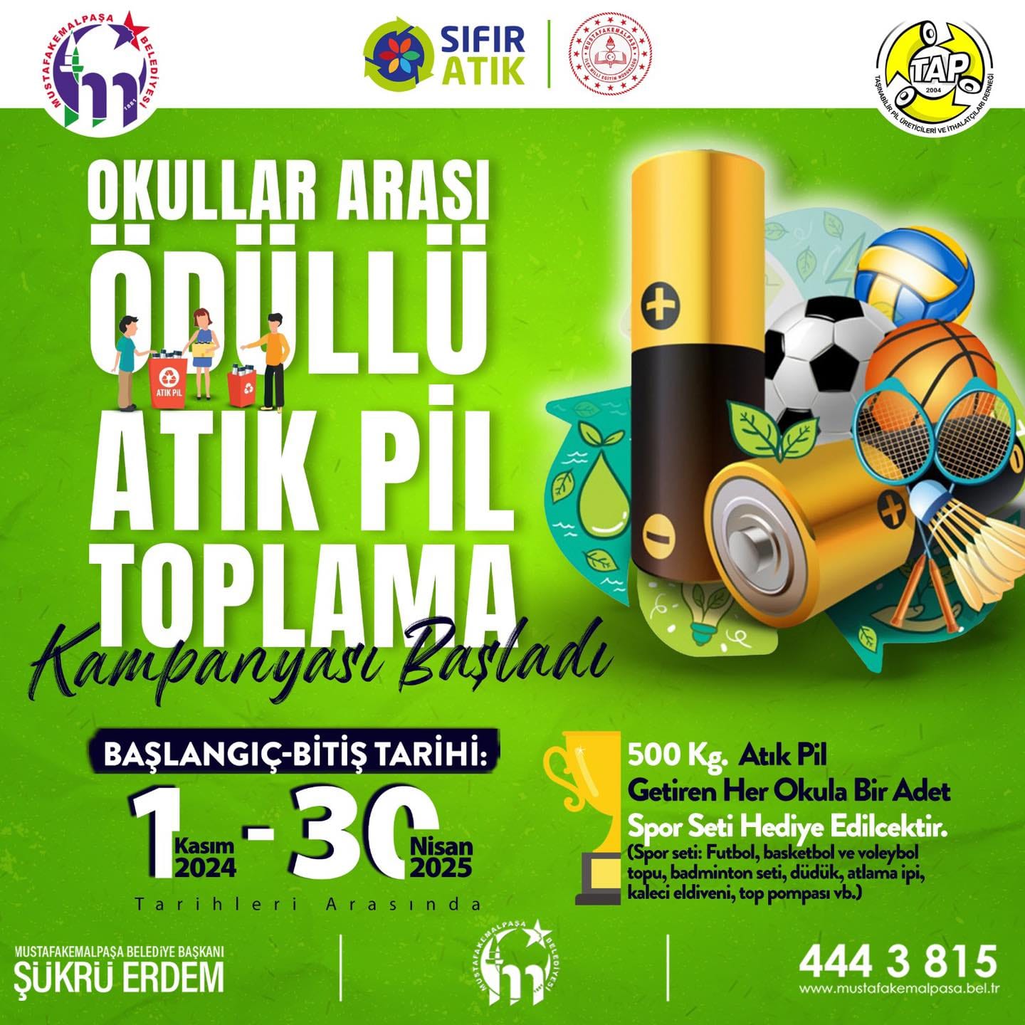 OKULLAR ARASI ATIK PİL TOPLAMA YARIŞMASI BAŞLADI