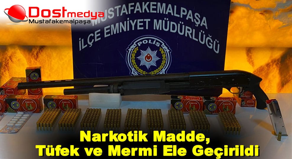 Narkotik Madde, Tüfek ve Mermi Ele Geçirildi