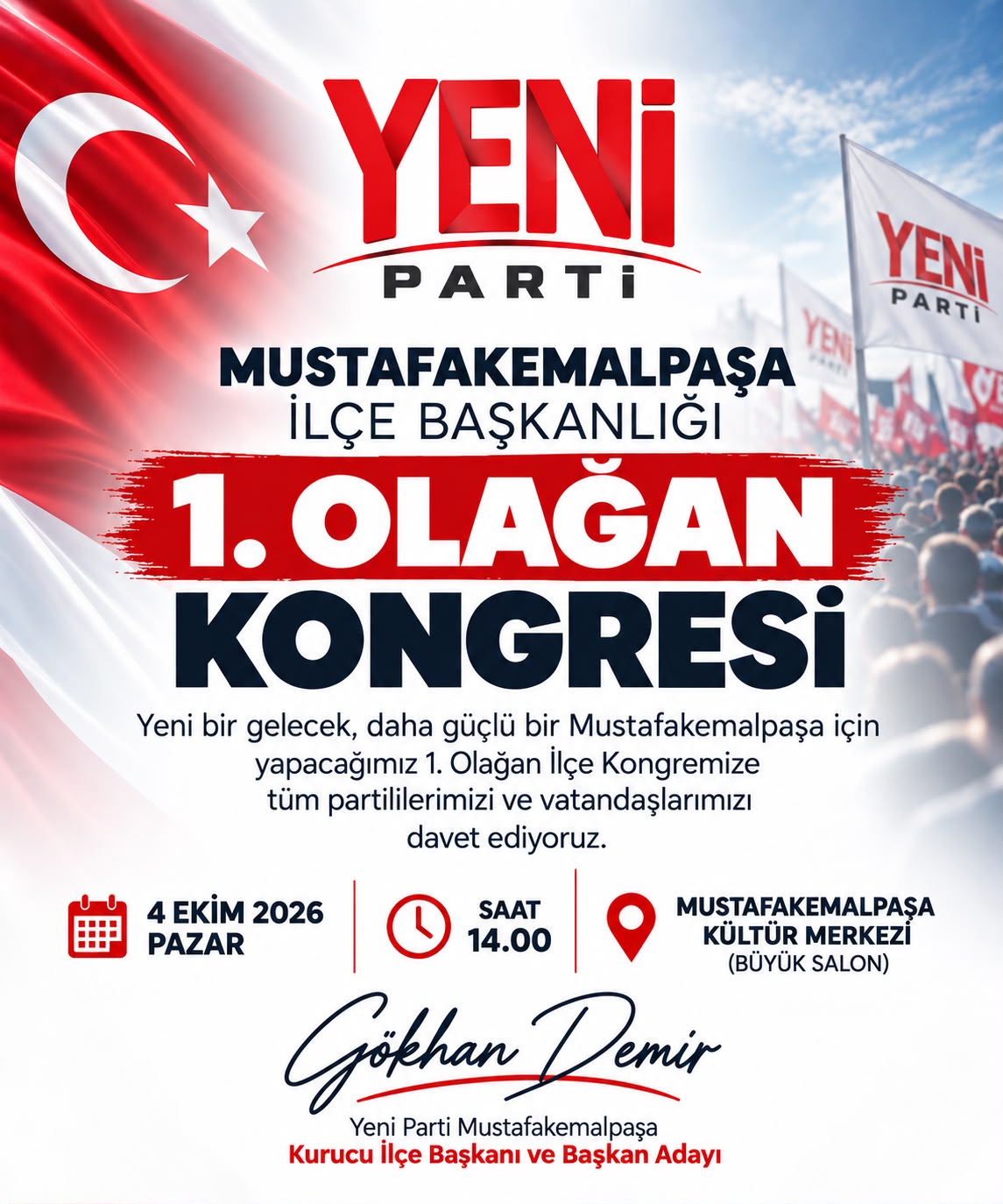 Yeni Parti Mustafakemalpaşa’da Kongre Heyecanı